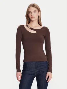 Guess Bluzka W5BP18 KC7M2 Brązowy Slim Fit - Bluzki damskie - miniaturka - grafika 1