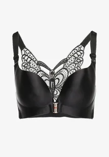 Czarny Biustonosz z Ozdobnym Tyłem z Koronki i Zapięciem z Cyrkoniami Glissa - Biustonosze - miniaturka - grafika 1