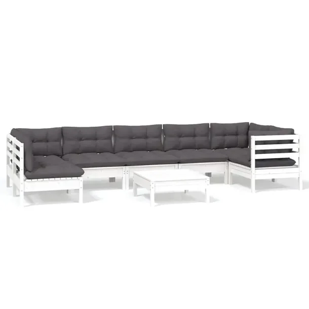 Zestaw wypoczynkowy ogrodowy 3+4+1 biały/antracyt 63,5x62,5 cm