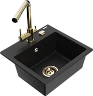 Zlewozmywaki z baterią - Mexen Milo zlewozmywak granitowy 1-komorowy z baterią kuchenną Duero, czarny - 6505-77-671600-50 - miniaturka - grafika 1