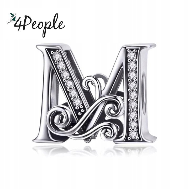 Zawieszka Charms Literka Litera M Alfabet Srebro