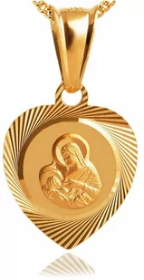 Srebrny Medalik 925 Złocony Matka Boska z Łańcuszkiem Grawer - Dewocjonalia - miniaturka - grafika 1