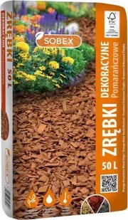 Sobex Zrębki dekoracyjne drzewne pomarańczowe 50L - Ziemia ogrodowa - miniaturka - grafika 1
