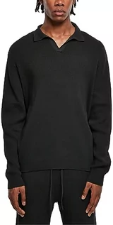 Koszulki męskie - Urban Classics Męski T-Shirt Ribbed Oversized Longsleeve Black M, czarny, M - grafika 1