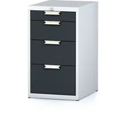 Szafki biurowe - Alfa 3 Kontener MECHANIC, cztery szuflady, szary/antracyt 1262766 - miniaturka - grafika 1