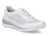 Półbuty damskie - Półbuty damskie białe Rieker L3217-80 skórzane sznurowane ażurowe lekkie-37 - miniaturka - grafika 1