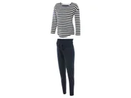 Piżamy ciążowe - esmara® Piżama ciążowa damska z bawełny (XS (32/34), Paski/ciemnoniebieski) - miniaturka - grafika 1