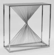 Szafki nocne - ŁAWA STOLIK KAWOWY STÓŁ srebrny metal czarny uniwersalny - miniaturka - grafika 1