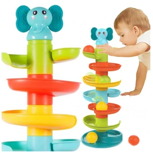 TOR KULKOWY ZJEŻDŻALNIA PIŁECZEK GRYZAK SŁONIK GRZECHOTKI prezent NA ROCZEK Z799 - Gryzaki dla dzieci - miniaturka - grafika 1