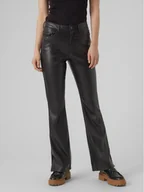Spodnie damskie - Vero Moda Spodnie z imitacji skóry Selma 10300195 Czarny Flared Fit - miniaturka - grafika 1