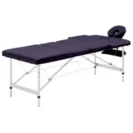 Stoły i łóżka do masażu - VidaXL Składany stół do masażu, 3 strefy, aluminiowy, winny fiolet - miniaturka - grafika 1
