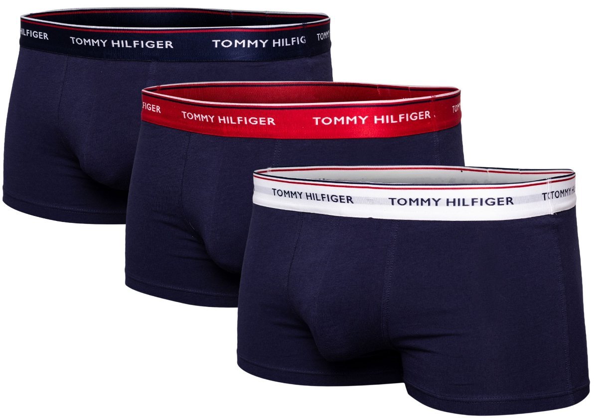 TOMMY HILFIGER BOKSERKI MĘSKIE LOW RISE TRUNK 3 PARY NAVY 1U87903841 904 - Rozmiar: M