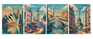 Zeszyty szkolne - Herlitz Brulion A596k kratka z margines Retro City (5szt) - miniaturka - grafika 1