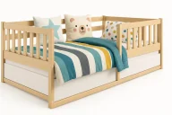 Łóżka dla dzieci i młodzieży - Sosnowe łóżko dziecięce z barierkami A9-E44 - miniaturka - grafika 1