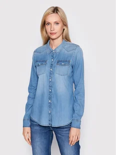 Guess Koszula W2GH75 D4NA1 Niebieski Slim Fit - Koszule damskie - miniaturka - grafika 1