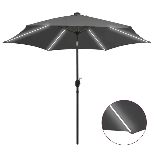 VMP Parasol Ogrodowy Składany Na Słupku Zadaszenie Oświetlenie Led 300 Cm