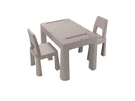 Zestawy mebli dla dzieci - TEGGI MEBLE DZIECIĘCE STOLIK 2 KRZESŁA MULTIFUN BEŻ - miniaturka - grafika 1