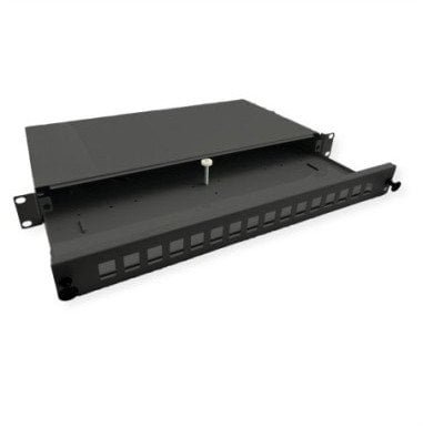 Patch panel światłowodowy ROLINE 19 1U, na 16 Keystone'ów, czarny