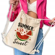 Plecaki worki - Worek Plecak EKO Beżowy SUMMER IS SWEET Nowoczesne Młodzieżowe Wiele Wzorów - miniaturka - grafika 1