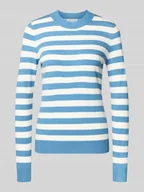 Swetry damskie - Sweter z dzianiny z okrągłym dekoltem - miniaturka - grafika 1