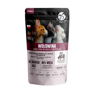 Pakiet PetRepublic Mokra Karma Dla Kotów Sterylizowanych Wszystkich Ras Z Kawałkami Wołowiny W Sosie 12 x 100 g - Mokra karma dla kotów - miniaturka - grafika 2