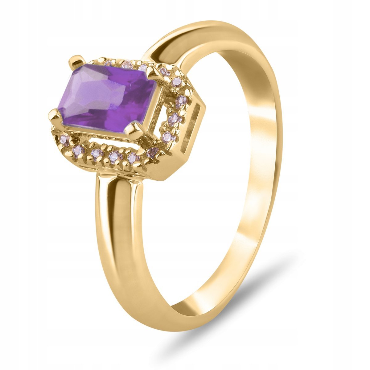 PIĘKNY ZŁOTY PIERŚCIONEK FIOLETOWY KAMIEŃ 333