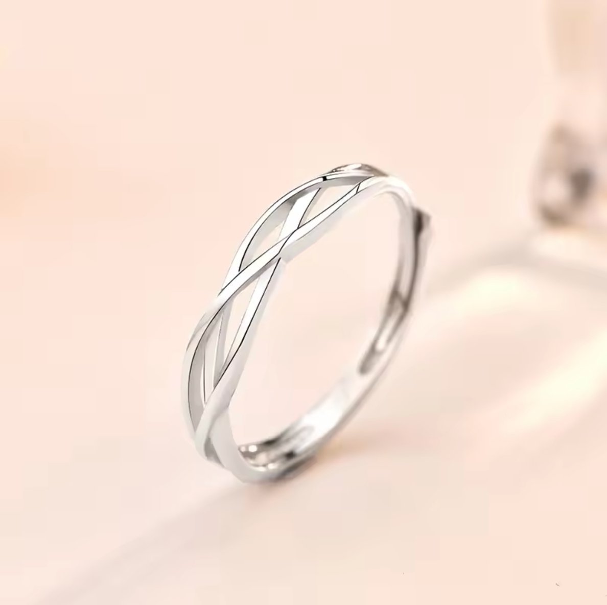 Srebrny Pierścionek Regulowany Rozmiar Stal Szlachetna