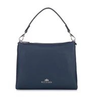 Torebki damskie - Damska crossbody trójkomorowa ze skóry granatowa - miniaturka - grafika 1