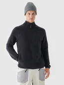 Bluzy męskie - 4F Polar ze stójką regular męski - czarny XXL - miniaturka - grafika 1