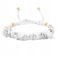 Bransoletki - Bransoletka Pleciona Kamień Naturalny Biały Turkus Korale 5-8 mm Regulacja - miniaturka - grafika 1