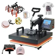 Drukarki 3D - Prasa termiczna SHUOHAO 8 w 1, 15*15 cali, do czapek / toreb / myszy / podkładek / etui do telefonów / taśm / naklejek - Czarny - miniaturka - grafika 1