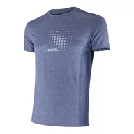 Koszulki sportowe męskie - Męska koszulka techniczna krótki rękaw Fitness Running Cardio Melange Blue - miniaturka - grafika 1