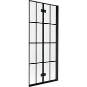 Parawany nawannowe - Mexen Mist parawan nawannowy 2-skrzydłowy prawy 80 x 150 cm, czarna kratka, czarny - 8A9-080-002-70-77-P - miniaturka - grafika 1
