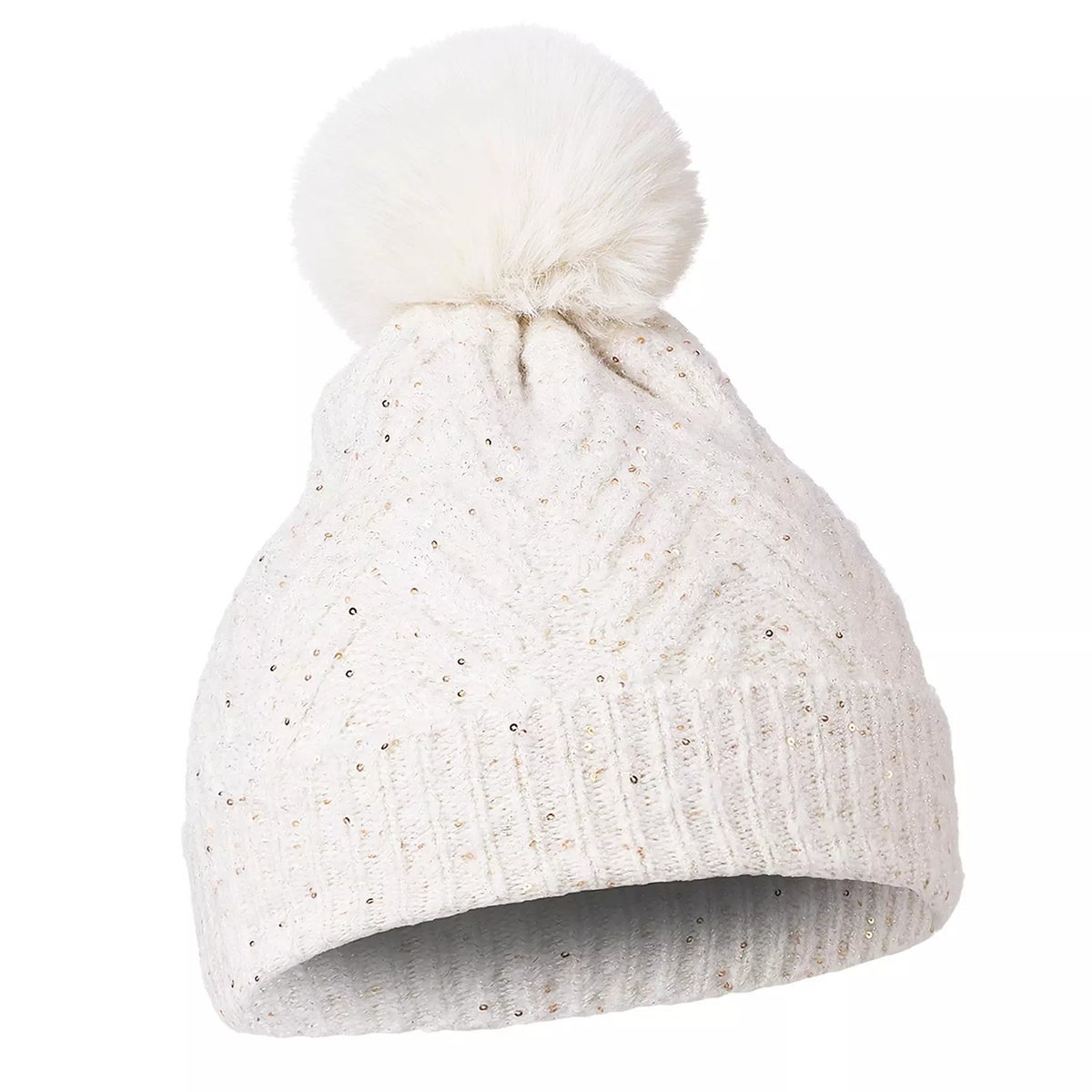 Ciepła Czapka Damska Jesienna Zimowa Z Pomponem Stylowa Gruba Moraj Beige