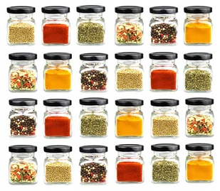 24x pojemniki szklane słoiki na przyprawy 120 ml z czarną zakrętką fi 53 - Pojemniki kuchenne - miniaturka - grafika 1