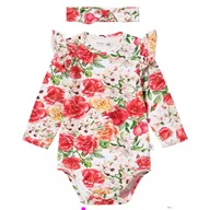 Body dla niemowląt - Zestaw body z falbanką i opaska z supełkiem Kamelia 62 - miniaturka - grafika 1