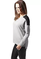 Bluzy damskie - Urban Classics Damska bluza damska oversize szyfonowa Crew, Wielokolorowy (H.grey/Blk 591), S - miniaturka - grafika 1