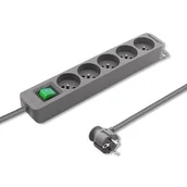 Listwy zasilające - QOLTEC Listwa zasilająca 5 gniazd 1.8m Szara 50289 - miniaturka - grafika 1