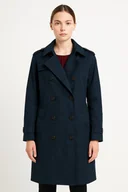 Płaszcze damskie - TOMMY HILFIGER GRANATOWY DWURZĘDOWY PŁASZCZ BAWEŁNIANY 46 6BA - miniaturka - grafika 1