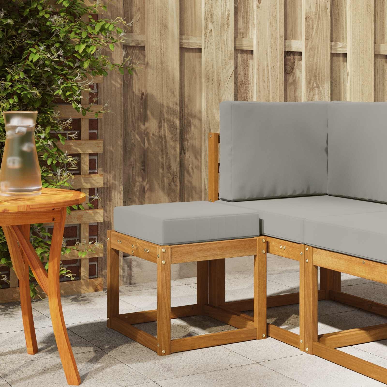 vidaXL Ławka Stołowa Naturalny i Jasny Szary 43 x 43 x 37 cm