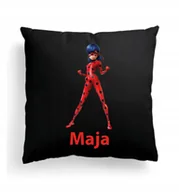 Poduszki dekoracyjne - CZARNA FOTO PODUSZKA Biedronka Miraculum + IMIĘ - miniaturka - grafika 1