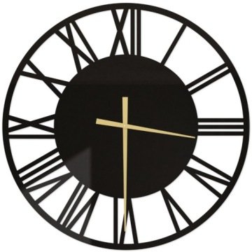 Zegar Szklany Ścienny Glamour Loft Czarny Szkło 80cm