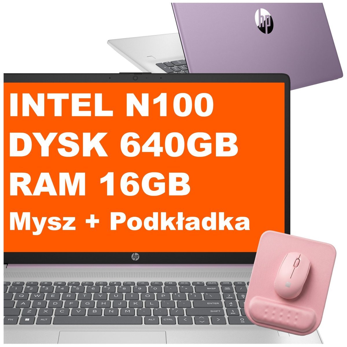 HP 17-cn3163ds / BS6Y5UA / Intel N100 / 16GB / 640GB / Intel UHD / HD+ / Win 11 / Mysz / Podkładka / Fioletowy