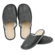 Klapki i japonki męskie - Klapki pantofle męskie skórzane kapcie góralskie 87 szare - Buty Olivier - miniaturka - grafika 1