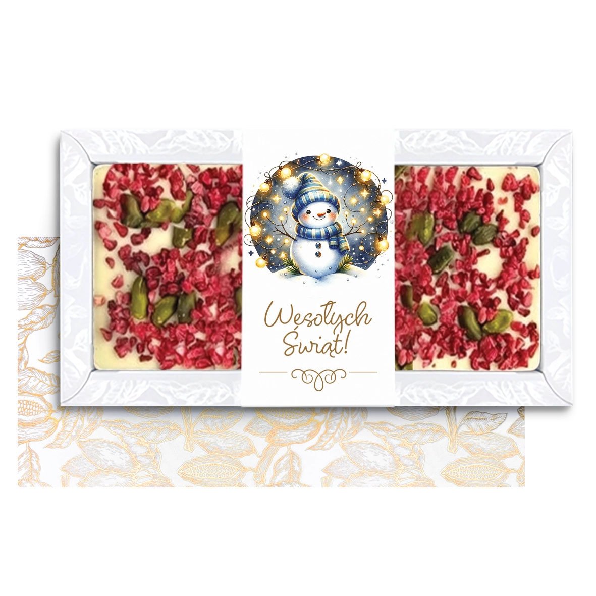 Czekolada Biała z Malinami i Pistacjami - Boże Narodzenie (80g)