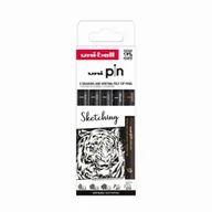 Cienkopisy - Cienkopis kreślarski PIN 200 Sketching czarny różne grubości 5szt. - UNI - miniaturka - grafika 1