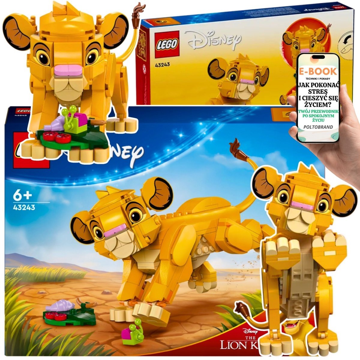 KLOCKI LEGO SIMBA DISNEY PREZENT DLA DZIECKA - Król Lew Lwiątko Ruchoma figurka (43243) + EBOOK-1