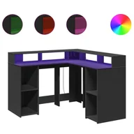 Biurka - vidaXL Biurko z podświetleniem LED, czarne, 130x130x91 cm - miniaturka - grafika 1