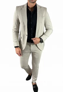 Garnitur męski dwuczęściowy komplet kolor beżowy DJG013 - 56 - Marynarki męskie - miniaturka - grafika 1