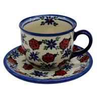 Filiżanki - Ceramiczna filiżanka ze spodkiem Ceramika Bolesławiec - miniaturka - grafika 1
